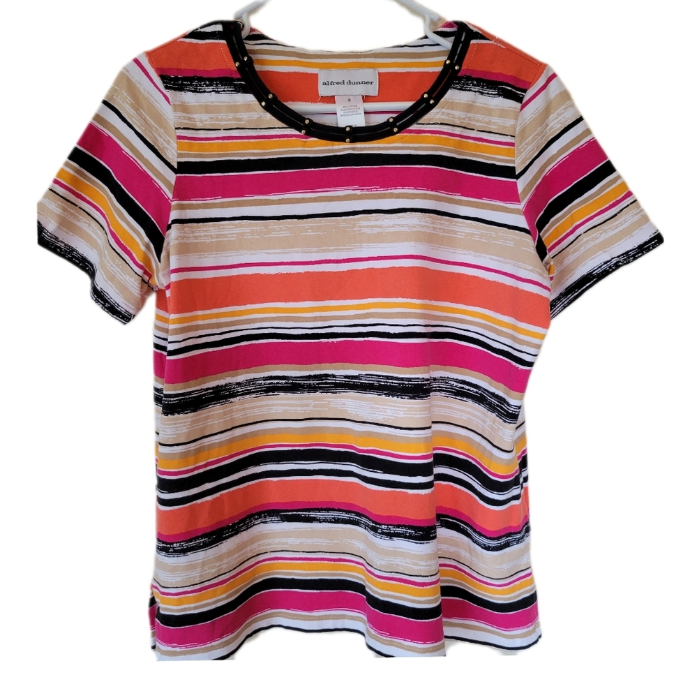 Alfred Dunner Colorful Striped Top Size Small